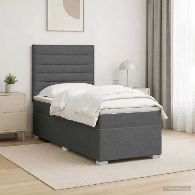 vidaXL Boxspringbed met matras Donkergrijs 80 x 200 cm Stof