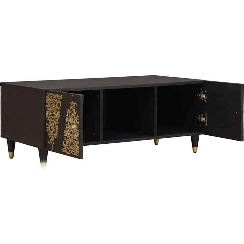 vidaXL Salontafel Zwart 100 x 54 x 40 cm Massief Mango Hout, foto 2