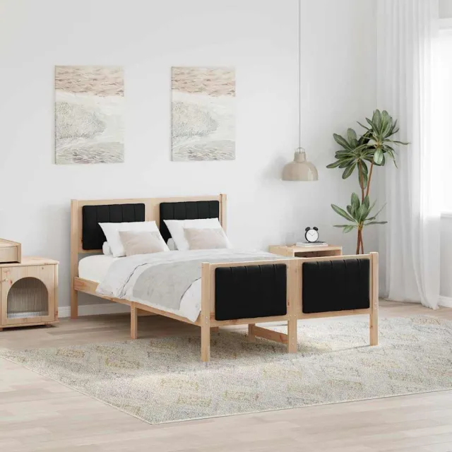 vidaXL Bedframe Bruin en zwart 120 x 190 cm Massief grenenhout