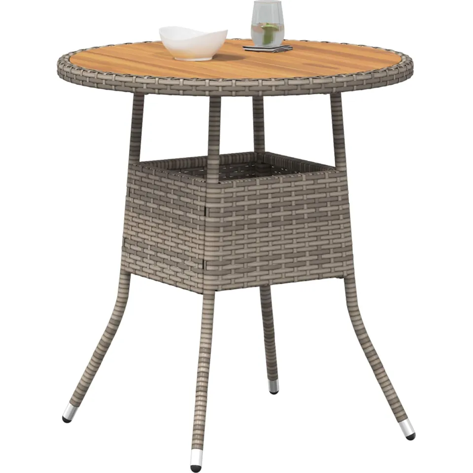 vidaXL Dinertafel Grijs en Acacia 70 x 70 x 73 cm Massief Acaciahout