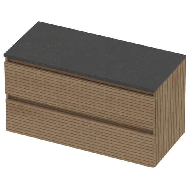 Basic-Line Deck 46 Badmeubelset Greeploos 100x46x58 cm Lamello Oak Blue Stone Grijs