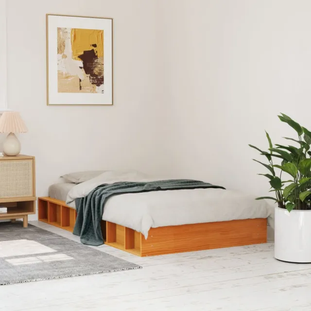 vidaXL Bedframe zonder matras massief grenenhout wasbruin 100x200 cm bruin