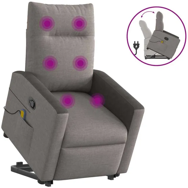 vidaXL Sta-op-massagestoel - verstelbaar - stof - taupe taupe en zwart
