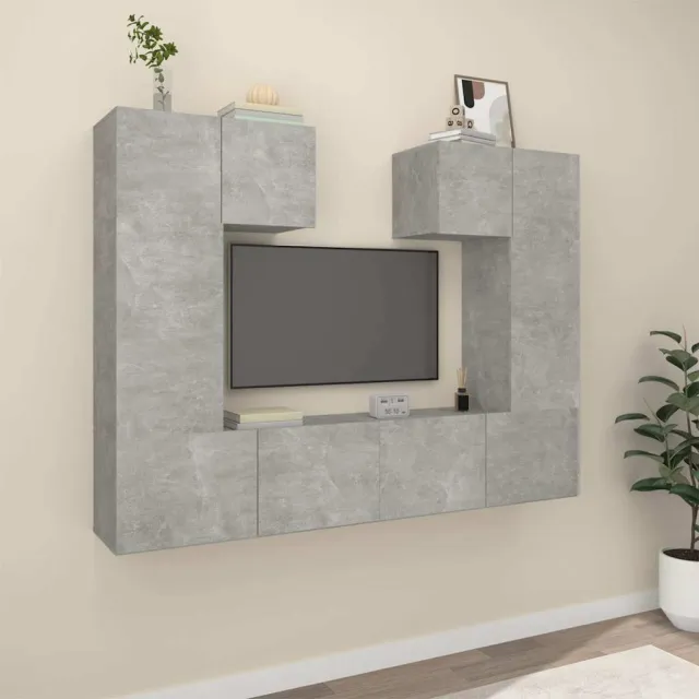 vidaXL 6-delige Tv-meubelset bewerkt hout betongrijs grijs, foto 2
