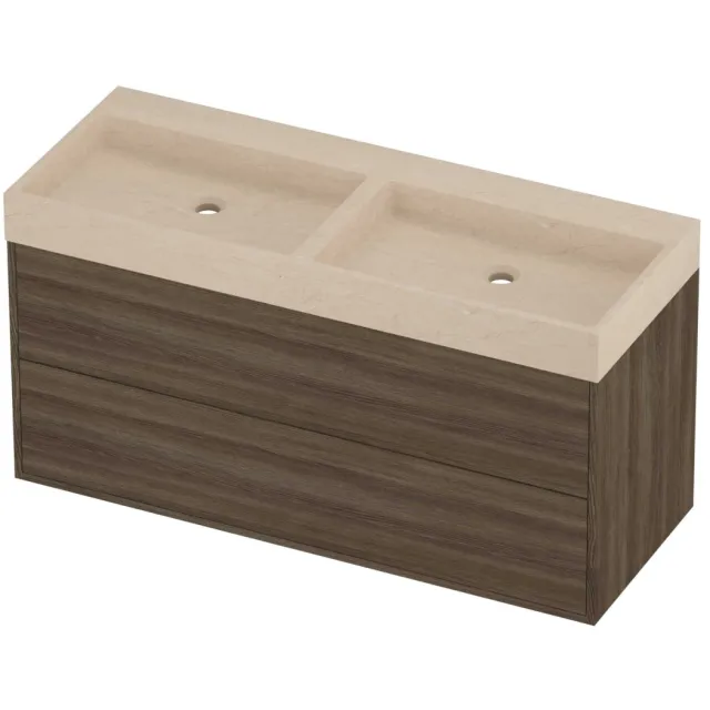 Proline Evoli Badmeubelset Hardsteen Loft In Kader 120x46x62 cm Sand Stone Vital Oak Eiken