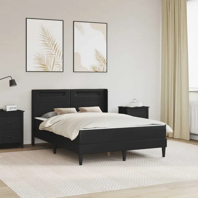 vidaXL Bedframe met matras Zwart 140 x 200 cm Kunstleer
