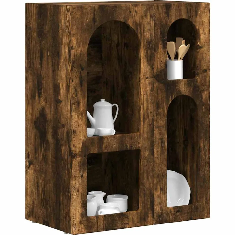 vidaXL Dressoir ELST Gerookt eiken 59 x 35 x 80.5 cm Bewerkt hout, foto 2