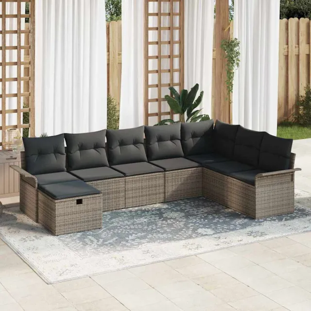vidaXL Bankstel 8 st Grijs poly rattan, foto 2