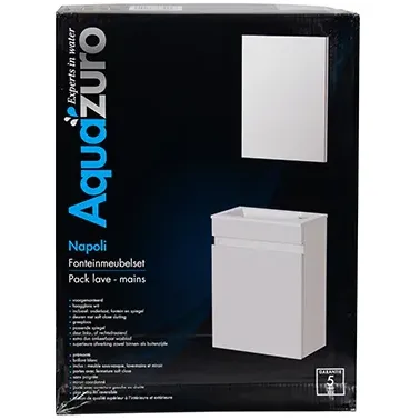 Aquazuro Fonteinmeubelset Napoli - Inclusief Wastafel En Spiegel - Softclose - Hoogglans Wit - 39,4x21,7x52cm, foto 2