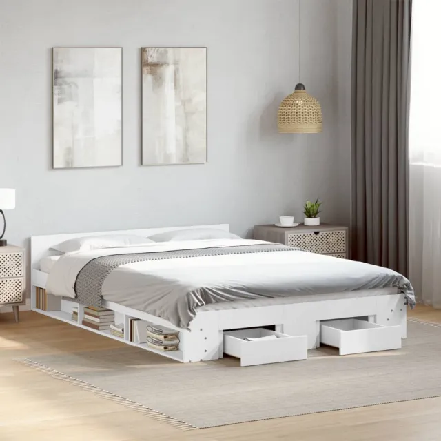 vidaXL Bedframe met lades bewerkt hout wit 150x200 cm