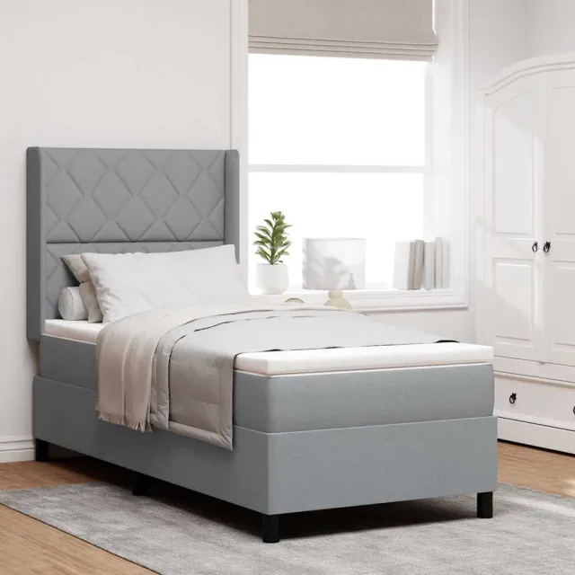 vidaXL Boxspringbed met kussen Lichtgrijs 200 x 100 cm Stof