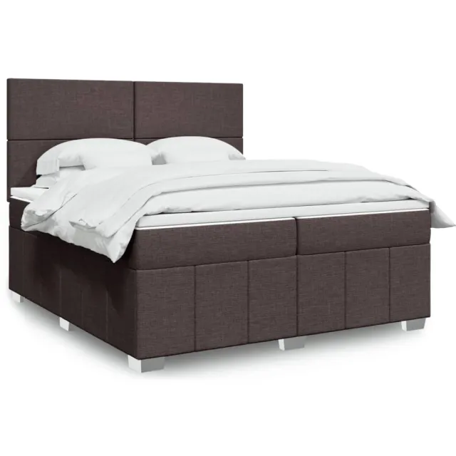 vidaXL Boxspring met matras stof donkerbruin 200x200 cm bruin
