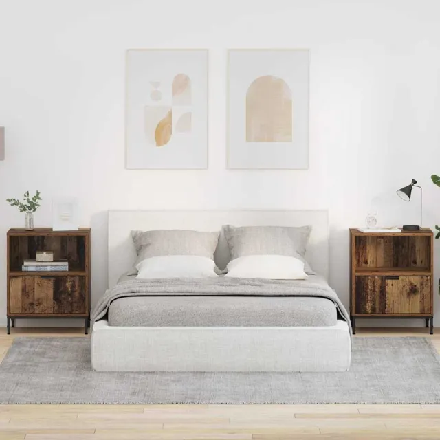 vidaXL Nachtkastje 2 st Oud hout 49 x 36 x 61 cm Bewerkt hout bruin, foto 2