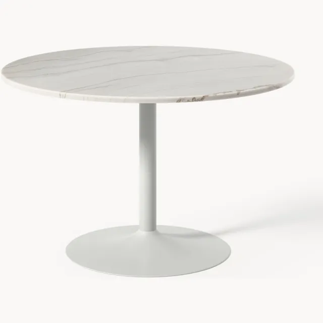 Westwing Collection Ronde eettafel Miley met marmeren blad, in verschillende formaten Wit