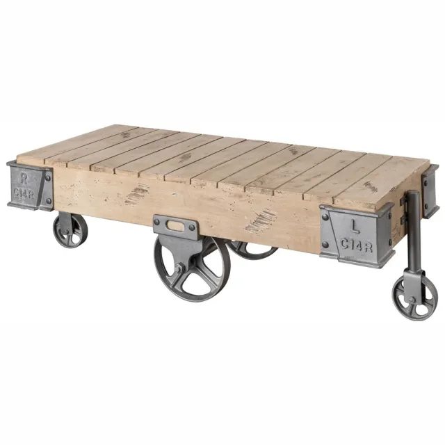 MASSIVMOEBEL24 .DE RAILWAY #360 salontafel beige gelakt massief hout mango 120x60x43 cm (BxTxH)