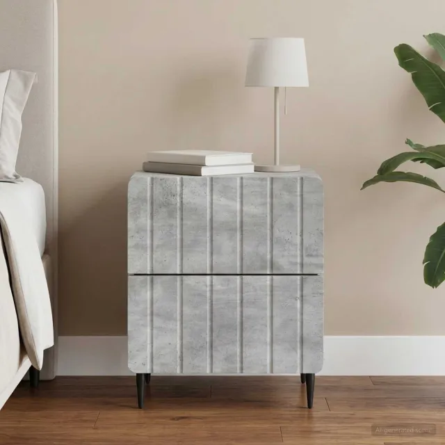 vidaXL Nachtkastje Betongrijs 43 x 34,5 x 49,5 cm Bewerkt hout grijs, foto 2