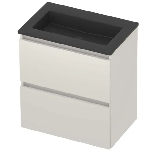 Basic-Line Mood 39 Badmeubelset Acryl Zonder Kraangat Greeploos 60x39x62 cm Ice White Mat Wit