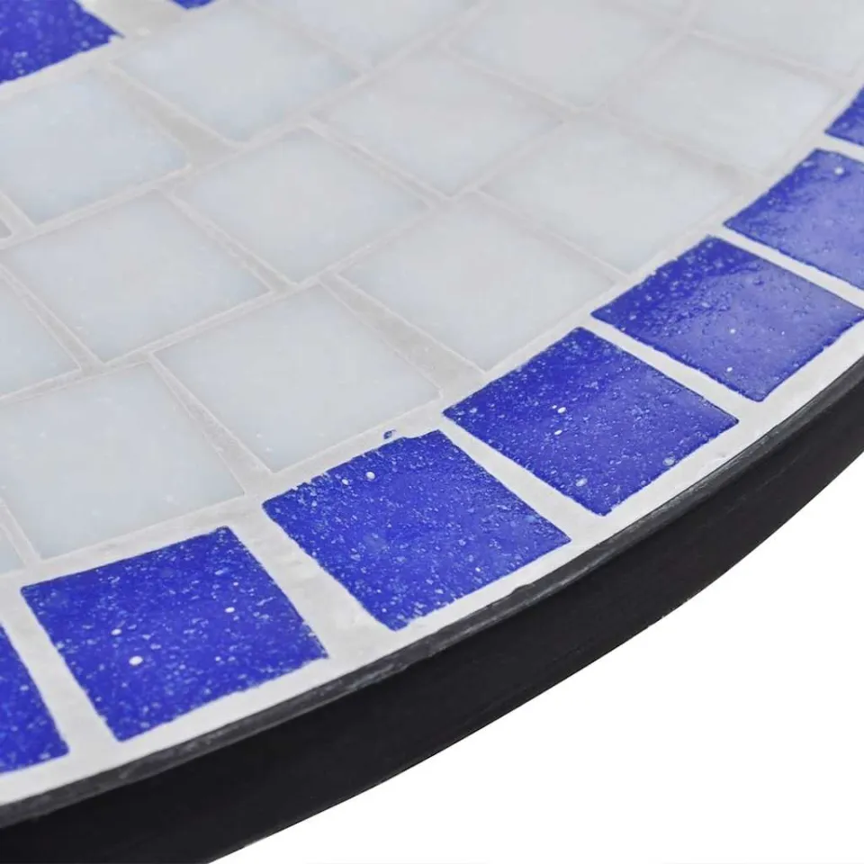 vidaXL Bistrotafel 60 cm mozaïek blauw en wit, foto 4