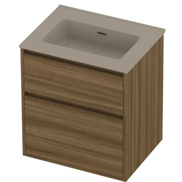 Proline Tribute Badmeubelset Porselein 60x46x67 cm Mat Crème Cotton Caramel Walnut Houtlook
