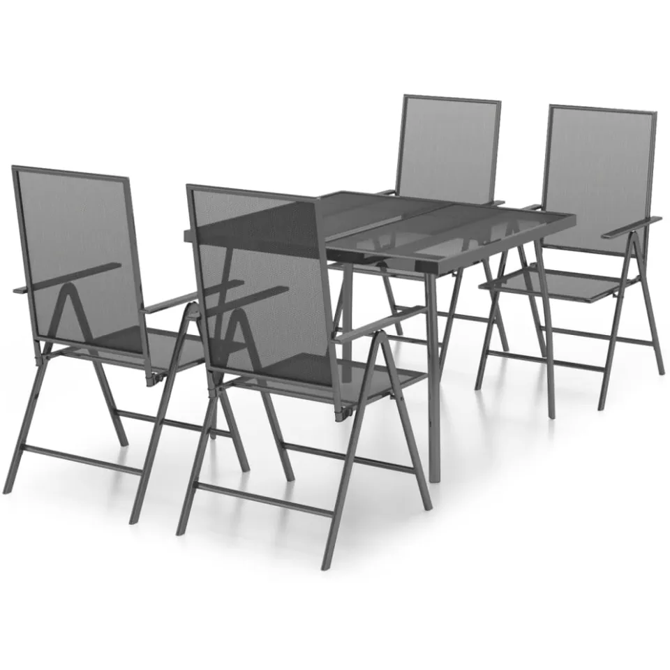 vidaXL 5-delige Tuinset staal antracietkleurig Anthraciet