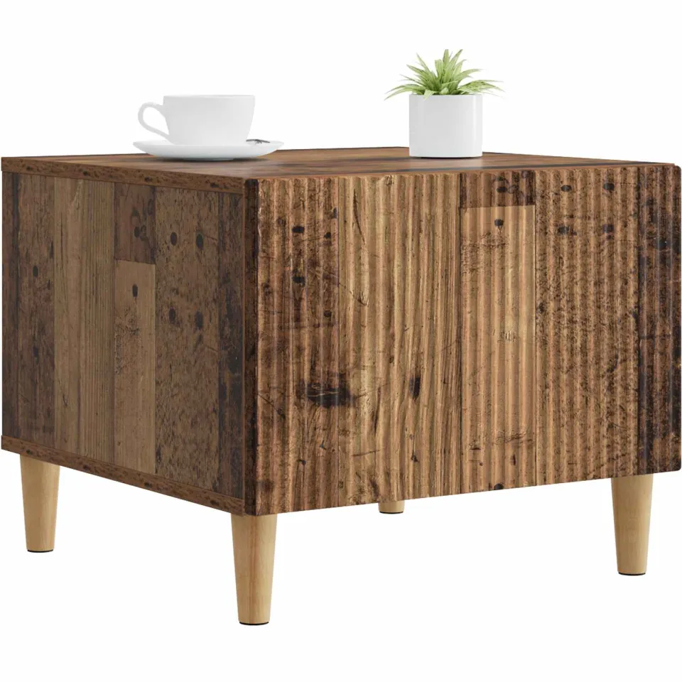 vidaXL Salontafel met lade Oud hout 49 x 50 x 40 cm Bewerkt hout bruin, foto 3