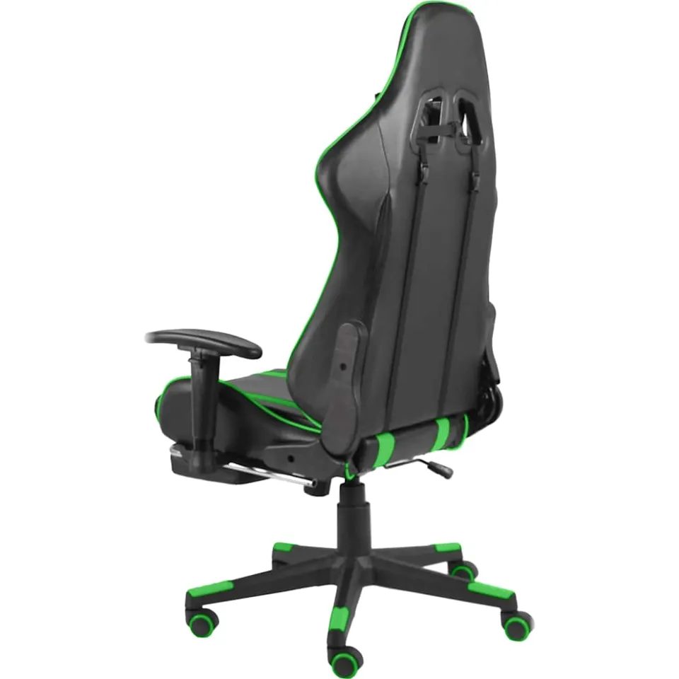 vidaXL Gamestoel draaibaar met voetensteun PVC groen, foto 3