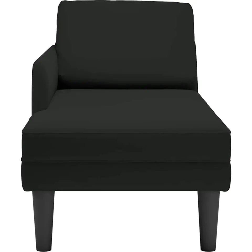 vidaXL Chaise longue met kussen en rechterarmleuning fluweel zwart