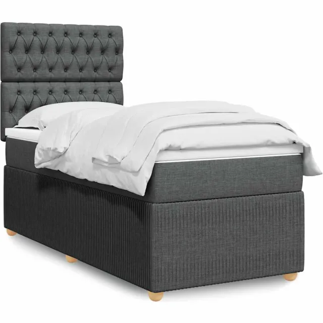 vidaXL Boxspring met matras stof donkergrijs 100x200 cm grijs