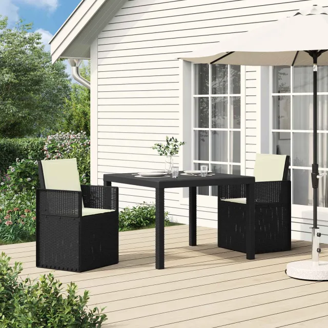 vidaXL Tuin eettafelset 3 st Antraciet- en crèmekleurig PP, foto 2