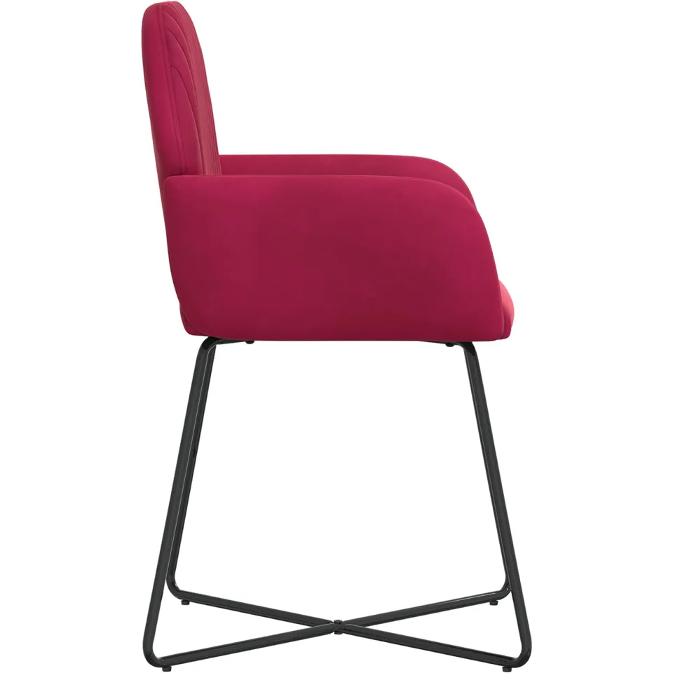 vidaXL Eettafelstoelen 2 st fluweel Wijnrood 55 x 50 x 84 cm, foto 4