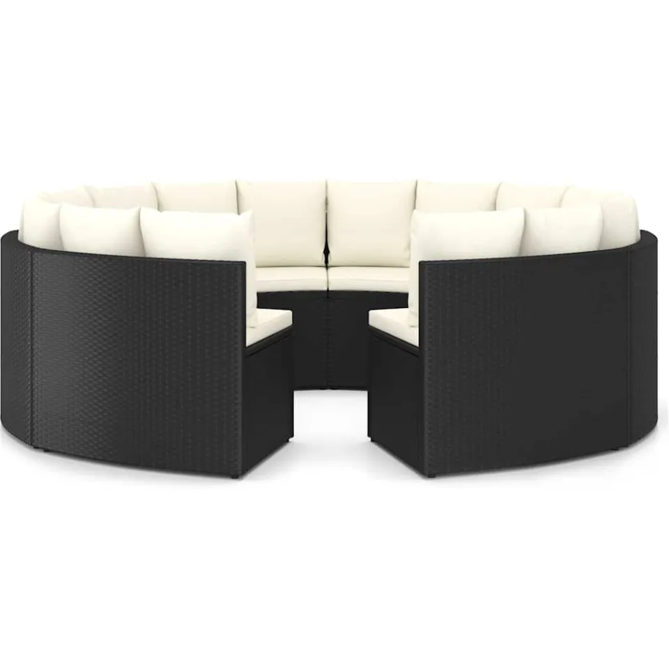 vidaXL 8-delige Loungeset met kussens poly rattan zwart, foto 3