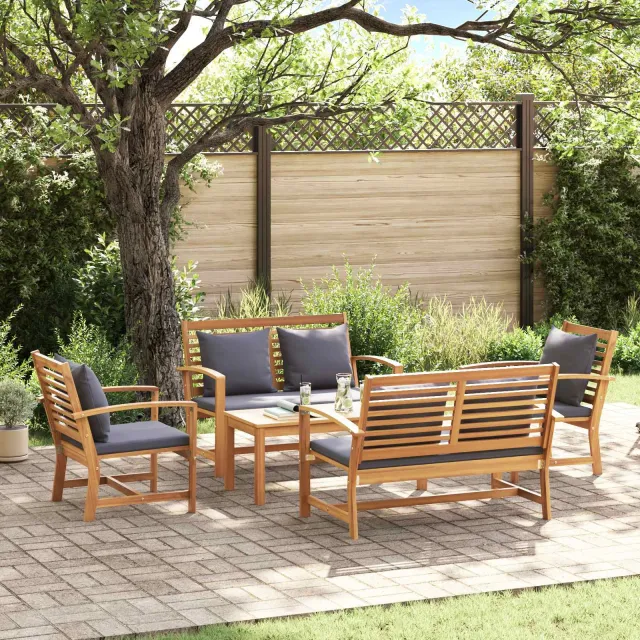 vidaXL Tuinbankenset 5 st Naturel Massief Teakhout Bruin