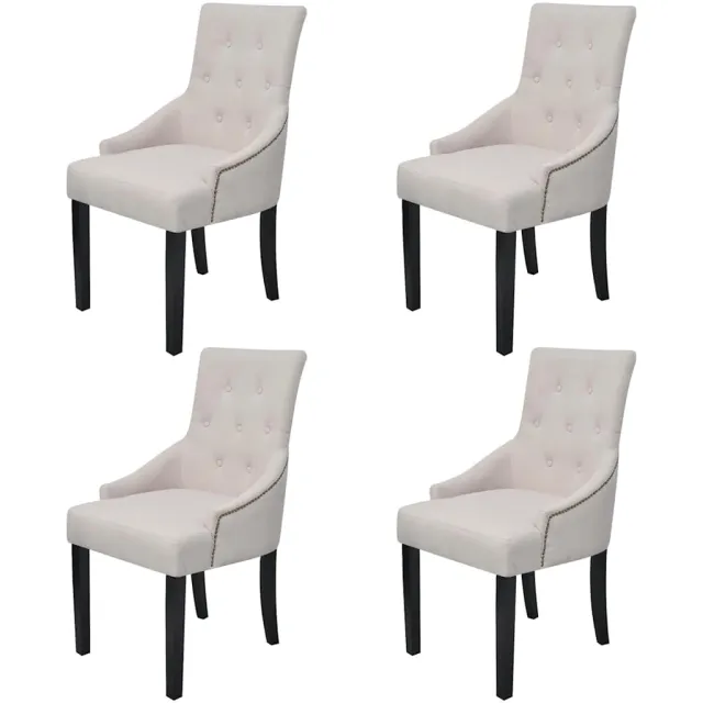 vidaXL Eetkamerstoelen 4 st stof crèmegrijs