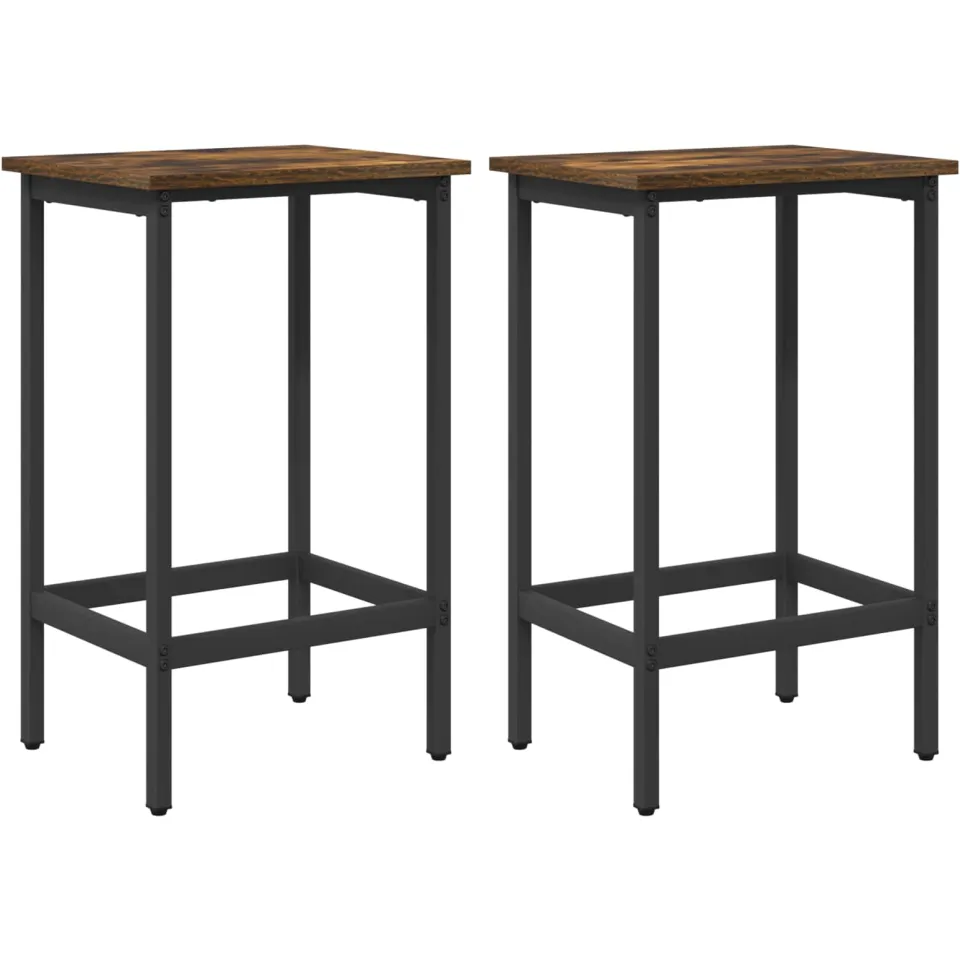vidaXL Barkruk 2 st Gerookt eiken 40 x 32 x 64 cm Bewerkt hout, foto 3