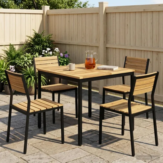 vidaXL Tuindiner tafel NAARDEN Whitewash en zwart 80 x 80,5 x 75 cm, foto 2