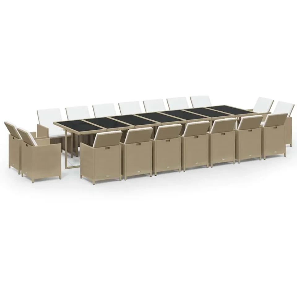 vidaXL 19-delige Tuinset met kussens poly rattan beige