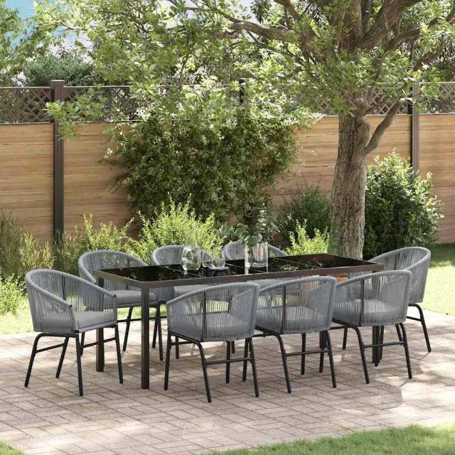 vidaXL Tuin eettafelset 9 st Antraciet Gepoedercoat staal Anthraciet