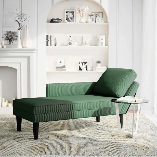 vidaXL Chaise longue met kussen&rechterarmleuning fluweel donkergrijs grijs, foto 2