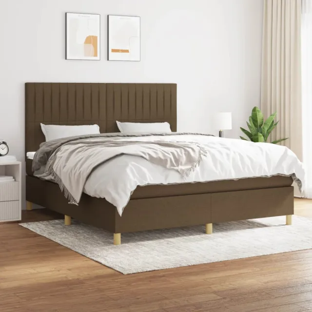 vidaXL Boxspring met matras stof donkerbruin 180x200 cm bruin