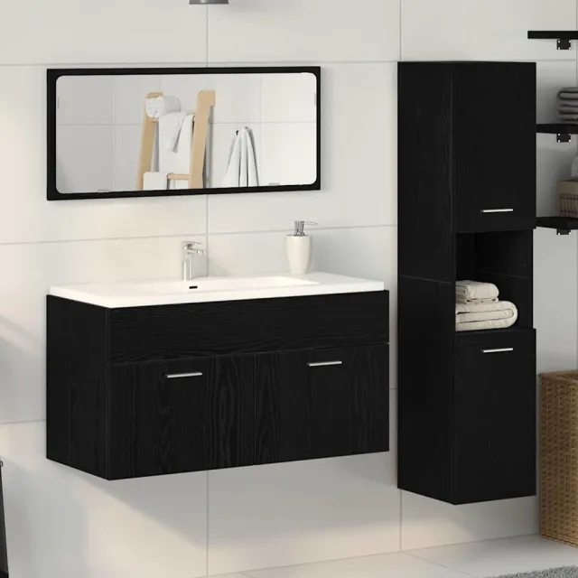 vidaXL Badkamermeubelset 3 st Zwart Eiken 90 x 38,5 x 46 cm, foto 2