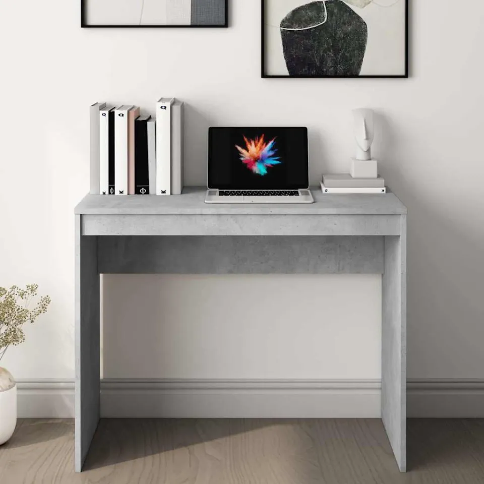 vidaXL Bureau 90x40x72 cm bewerkt hout betongrijs grijs, foto 3