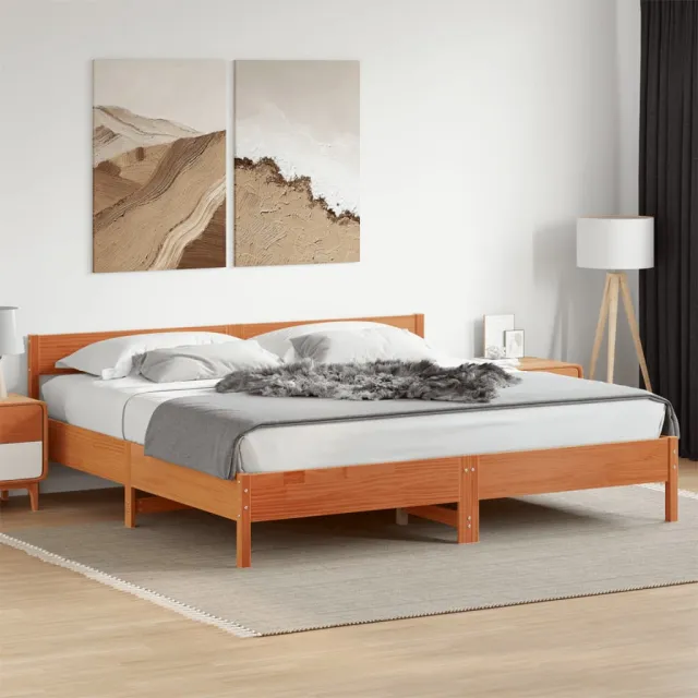 vidaXL Bedframe zonder matras massief grenenhout wasbruin 200x200 cm