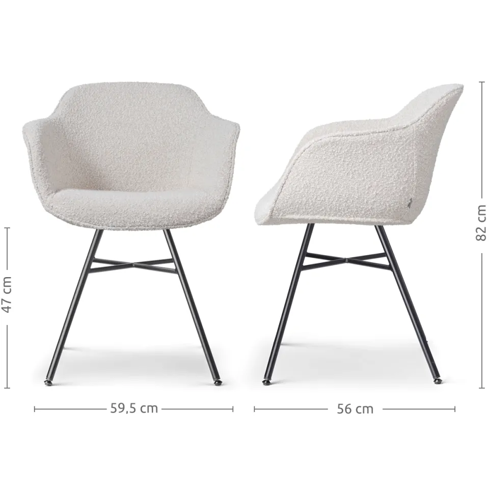 Nolon Noa-Mare eetkamerstoel bouclé beige - zwart onderstel