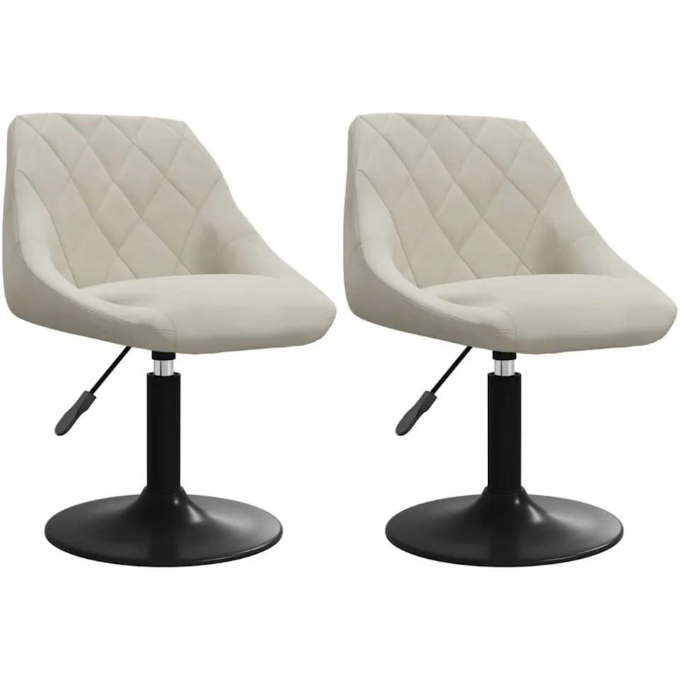 vidaXL Eetkamerstoelen draaibaar 2 st fluweel crèmekleurig, foto 3