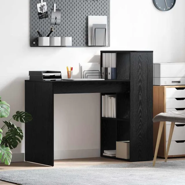 vidaXL Bureau Zwart Eiken 108 x 55 x 103 cm Bewerkt hout, foto 2