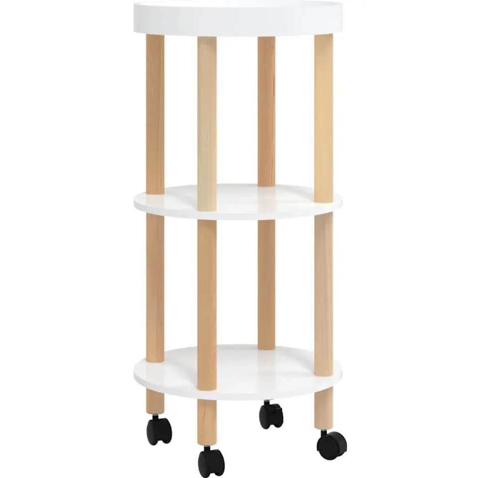 vidaXL Trolley 38x38x82 cm bewerkt hout en massief grenenhout wit, foto 3