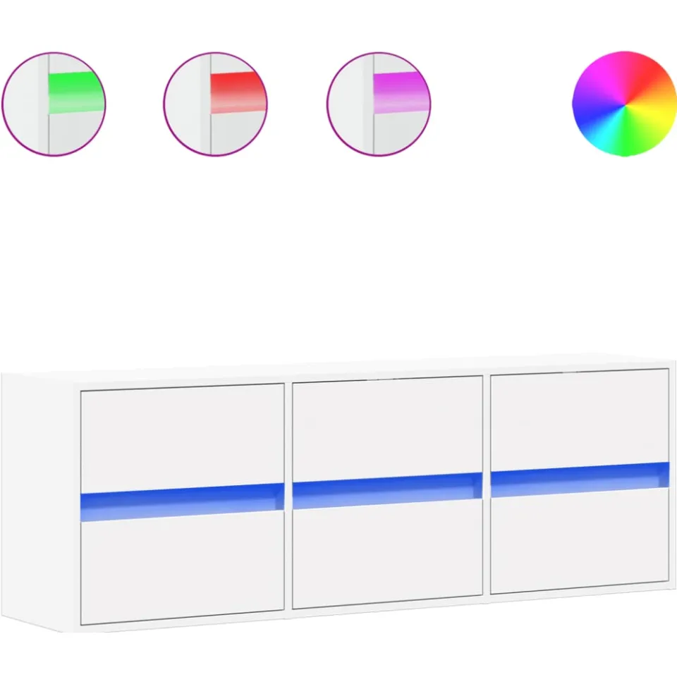 vidaXL Tv-wandmeubel met LED-verlichting 130x31x45 cm wit