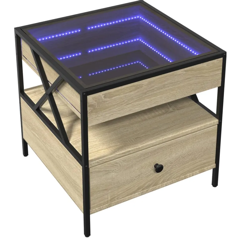 vidaXL Salontafel met Infinity LED 50x50x51 cm sonoma eikenkleurig Bruin