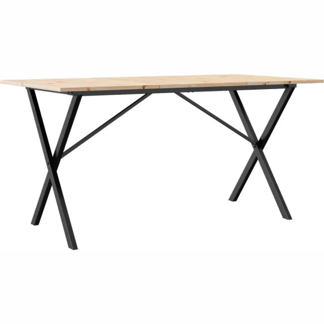 vidaXL Eettafel - X-frame - 160x80x75 - cm - massief - grenenhout - en - staal Bruin