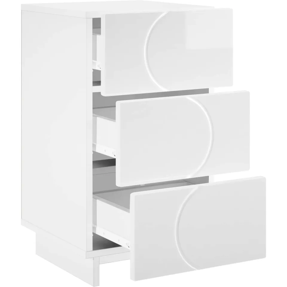 vidaXL Nachtkastje Hoogglans Wit 33,5 x 34,5 x 60 cm Bewerkt hout